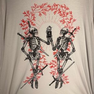 Micah Ulrich spooky skeleton drinking long sleeve shirt.